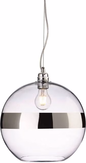 Firstlight Saturn 1 Modern Sphere Ceiling Pendant Light in Chrome with Transparent Glass and E27 Socket