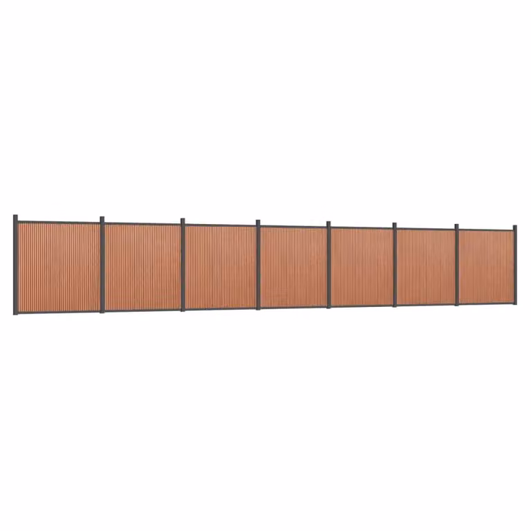 Berkfield Home Brown WPC and Aluminium Fence Panel, W: 1218 cm, H: 186 cm