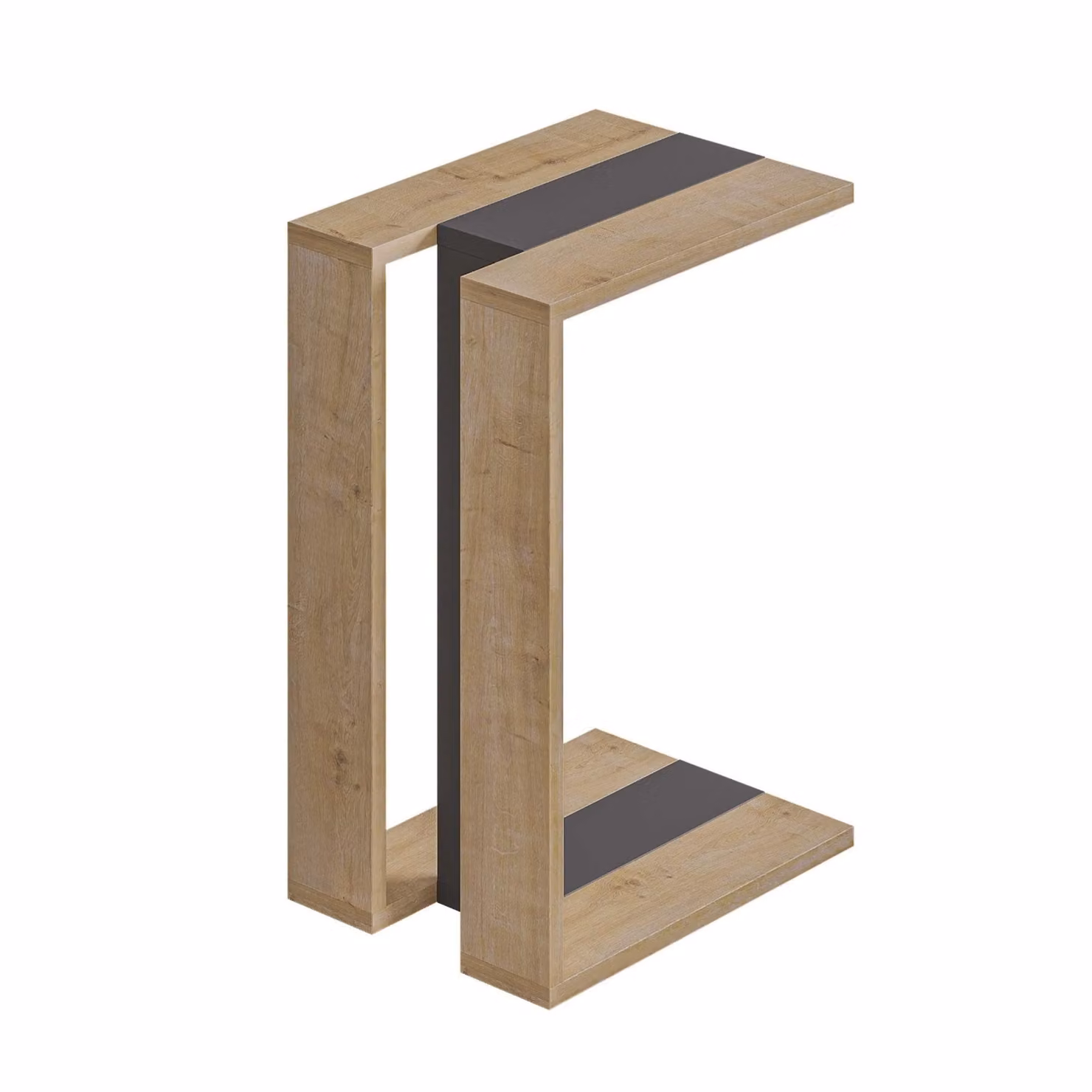 Decortie Muju Modern C-Shape Side Table, Anthracite Grey and Brown, W/D/H: 30 x 30 x 57 cm – 3