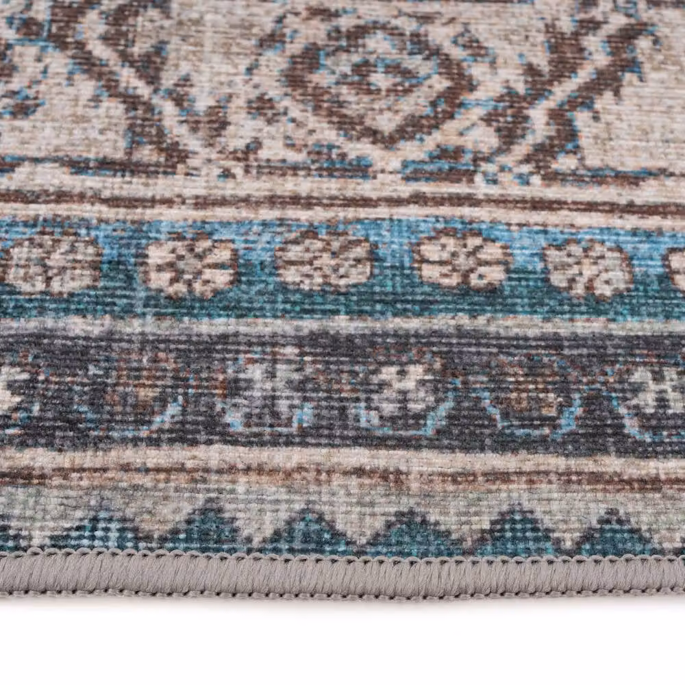 Kukoon Blue Vintage Machine Woven Washable Everyday Rug, W: 240 cm, D: 330 cm – 3