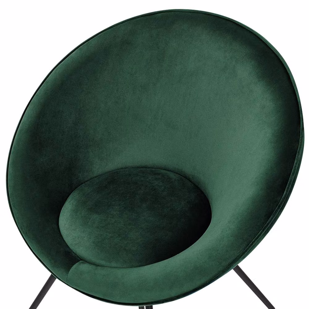 Wyld and Coco Velvetique Green Velvet Tub Accent Chair with Metal Frame – 3