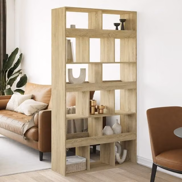 Berkfield Home Sonoma Oak Room Divider in Brown, W/D/H: 100 x 33 x 187.5 cm