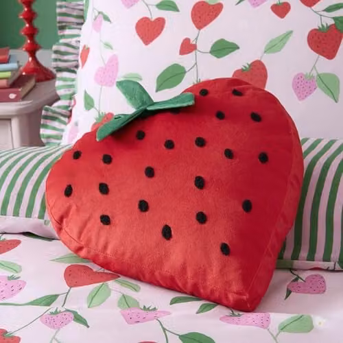 Bedlam Star Shaped Velvet and Felt Cushion in Red, Green and Black, W: 33 cm, H: 31 cm