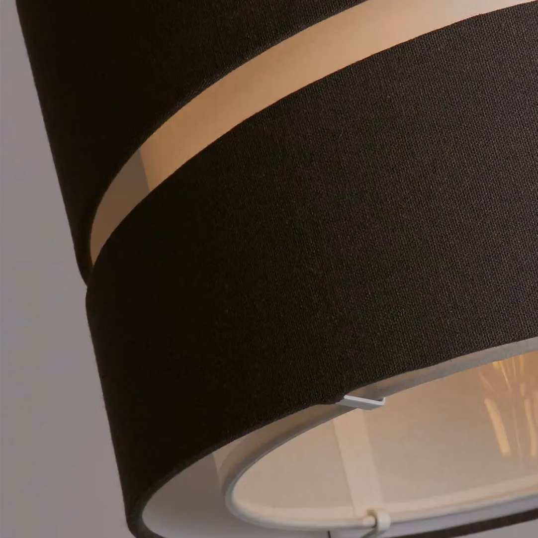 Lighting Collection Modern Two Tier Grey Linen Cylinder Lamp Shade, Diameter: 28 cm – 3