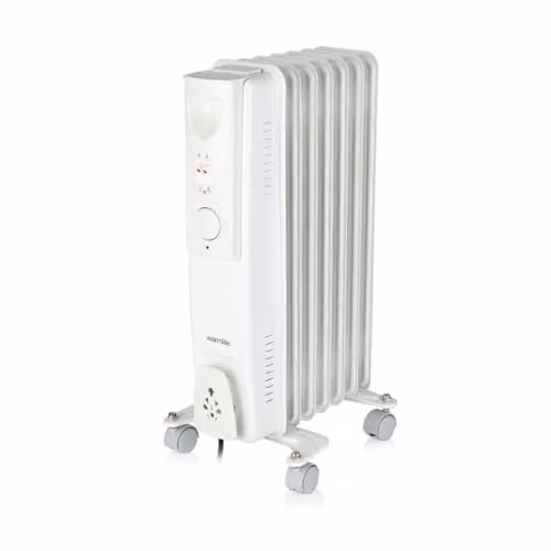 Warmlite 1500W Freestanding Oil Filled Radiator with Thermostat and Overheat Protection, White – 1