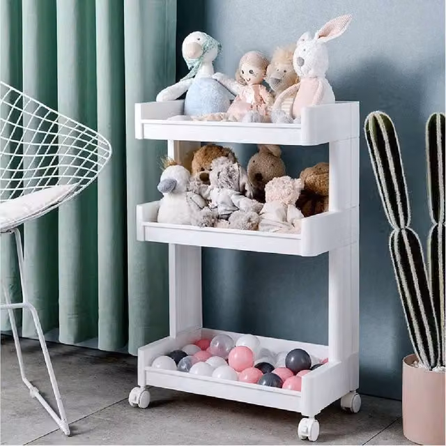 EONLION 3 Tier Slim Rolling Storage Cart Utility Trolley in White – 1