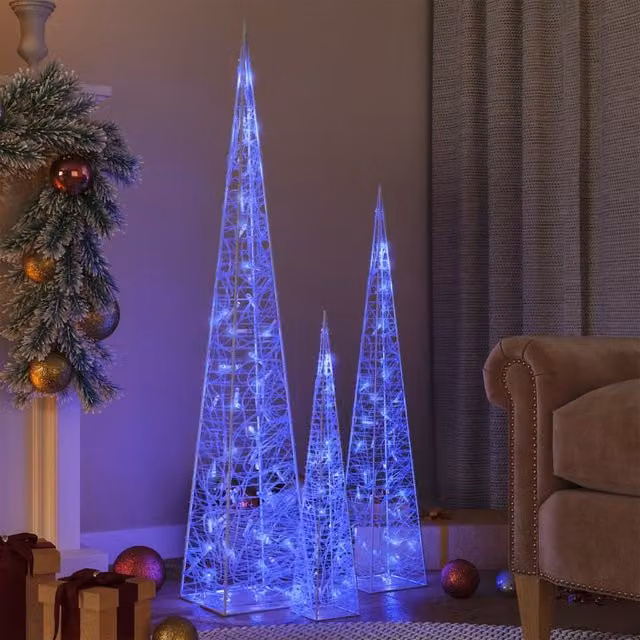 Berkfield Home Blue Acrylic Decorative LED Light Cone Set – 1