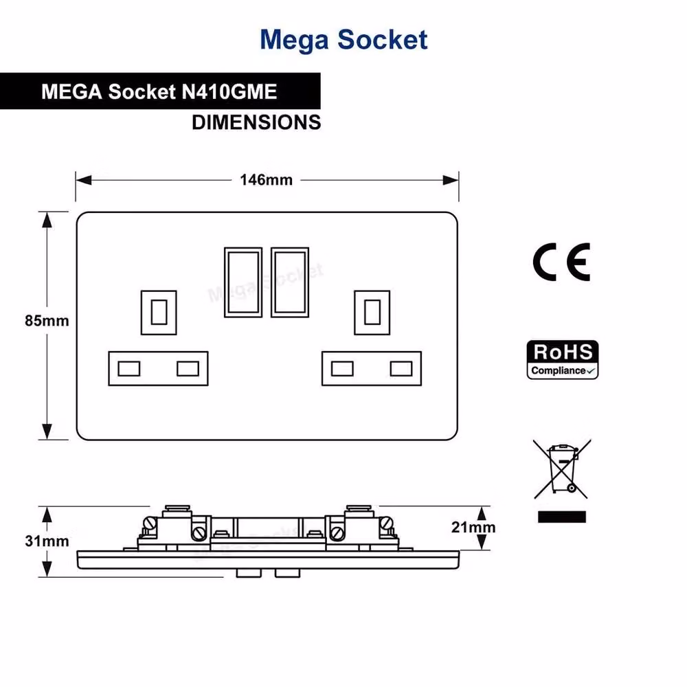 SPETLEK 2 Gang 13A Switched Double Wall Socket in Black – 3
