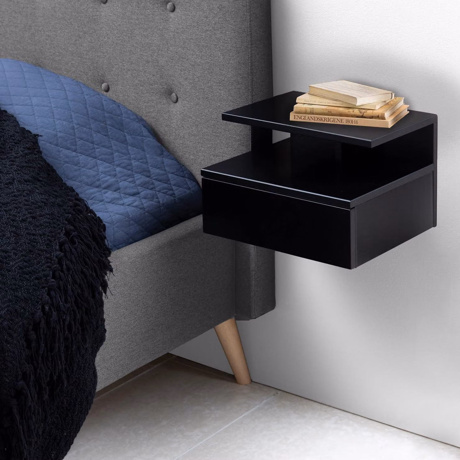 Furniture To Go Ashlan Modern Bedside Table with 1 Drawer in Black – 3