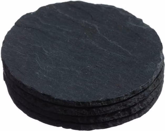 Selbrae House Set of 4 Round Black Slate Coasters – 1
