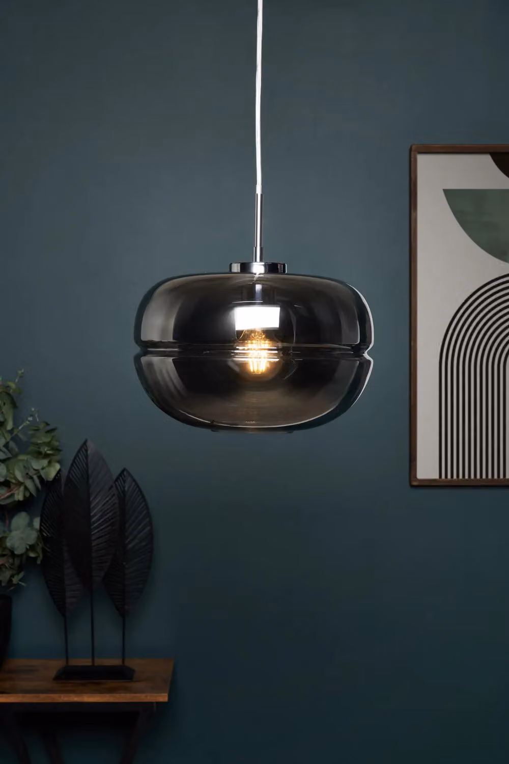BHS Lighting Joel Smoke Glass Ceiling Pendant Light in Grey – 3