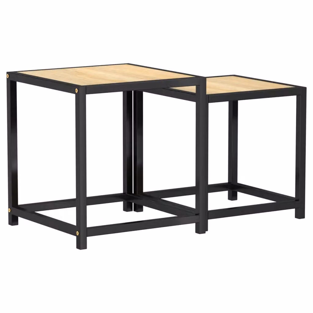Berkfield Home Set of 2 Nested Square Tea Tables in Sonoma Oak Brown MDF and Metal – 2