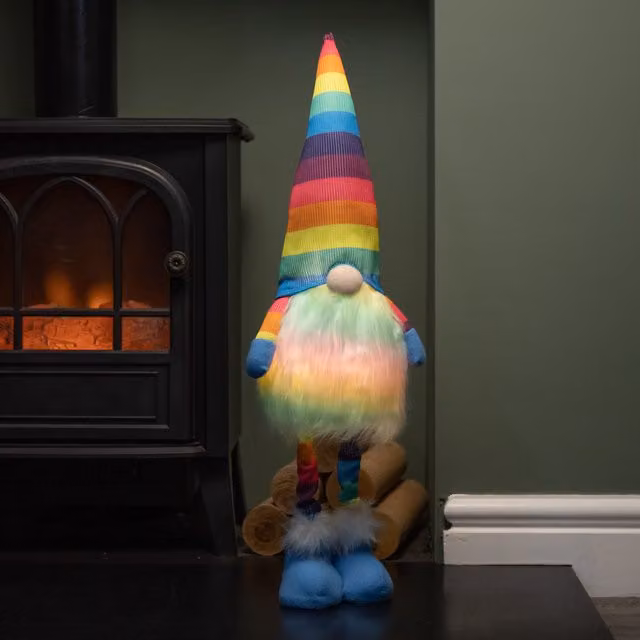 Premier Accents Multicoloured Rainbow Standing Nordic Christmas Gonk, Height: 60 cm