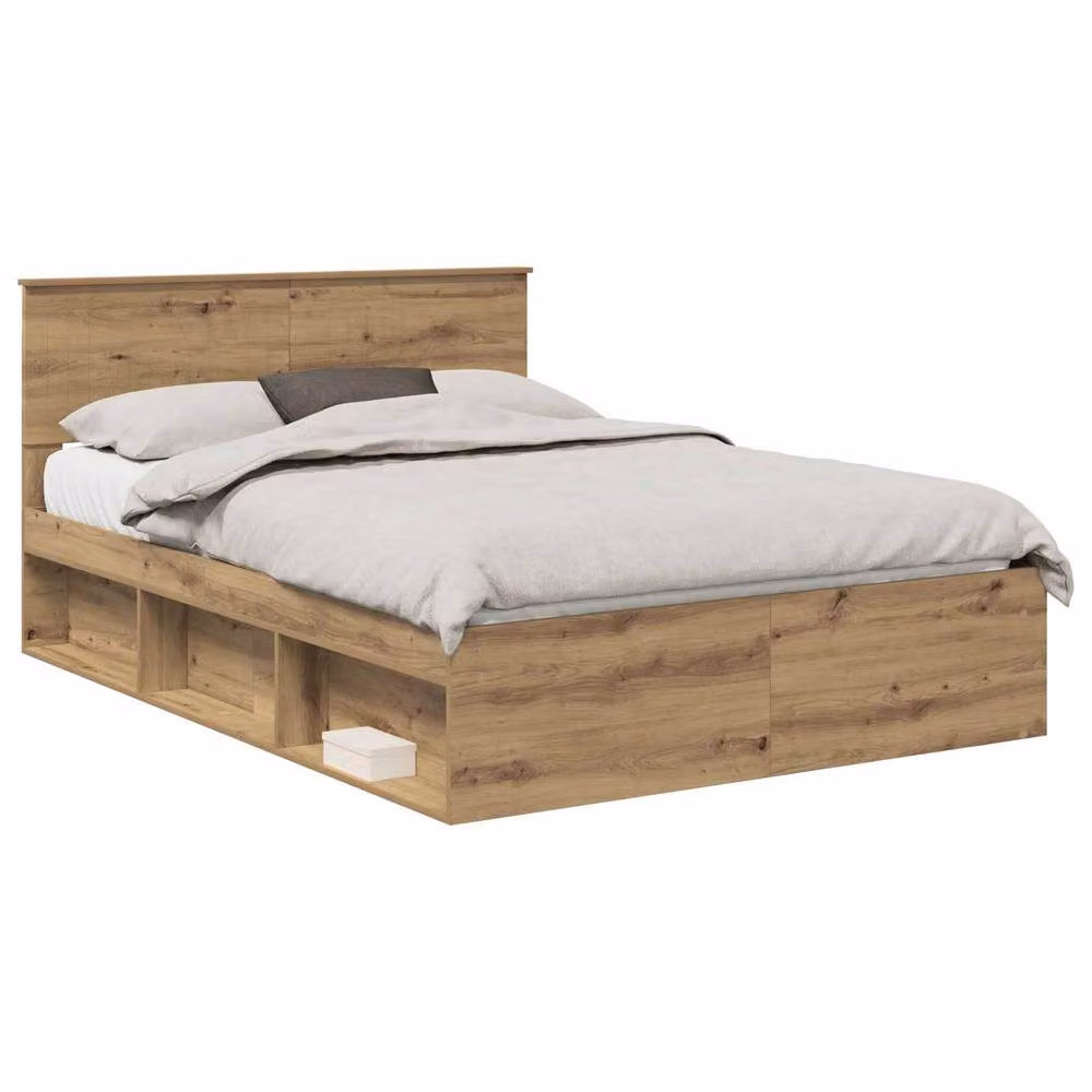 Berkfield Home Artisan Oak Bed Frame in Brown, W/D/H: 135 x 190 cm – 2