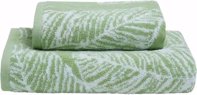 Fusion Matteo Luxury 100% Cotton Leaf Motif Jacquard Bath Sheet in Khaki Green