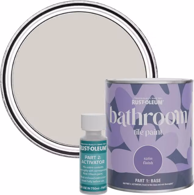 Rust-Oleum Bathroom Tile Paint in Satin Finish, Babushka Grey, 750ml