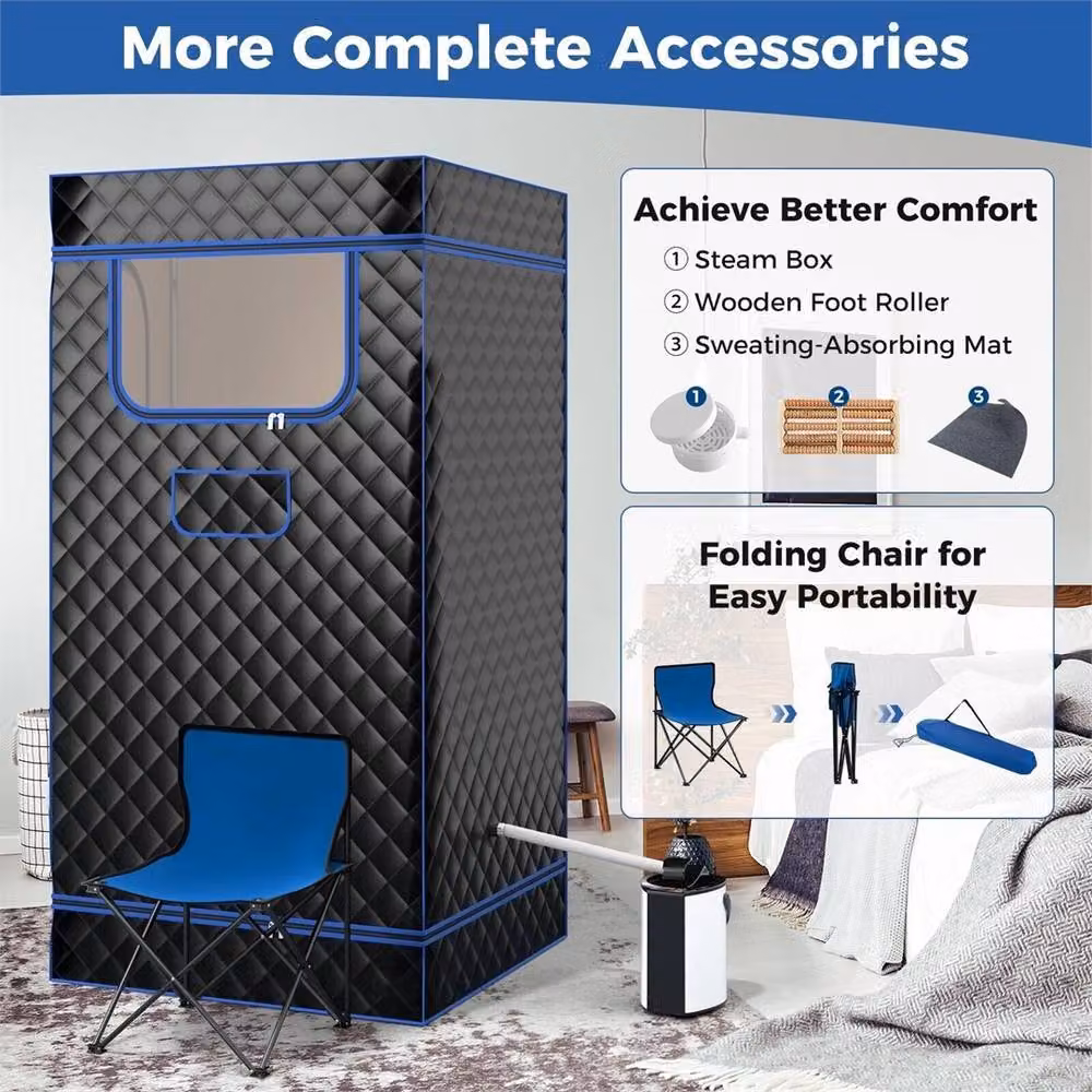 Nordara Portable Full Body Steam Sauna Box with 3L Generator in Black – 5