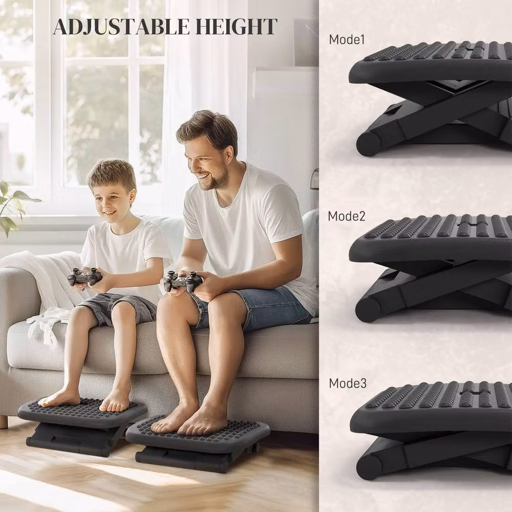 STILVORA Adjustable Footrest in Black with 3 Height Settings – 5