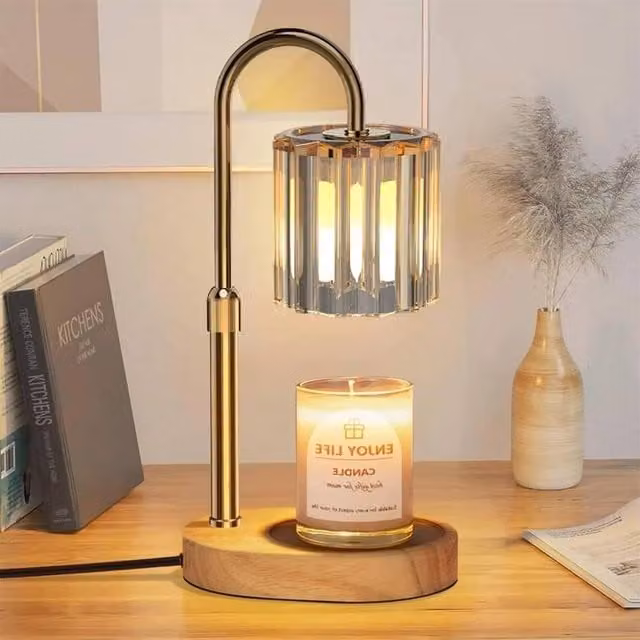 Ventryn Gold and Brass Tabletop Candle Warmer Lamp with Timer, Dimmer and 2 Bulbs