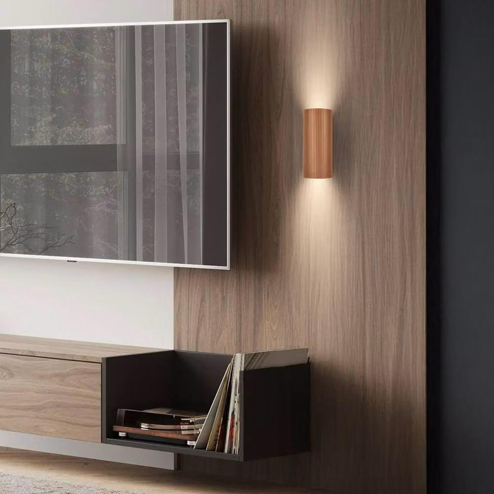 Briloner Coffee GU10 Up & Down Ribbed Wall Light in Bronze – 5