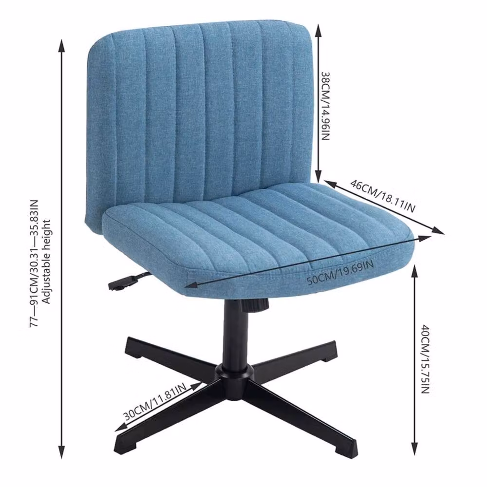 KORVIXA Blue Fabric Armless Padded Chair – 2