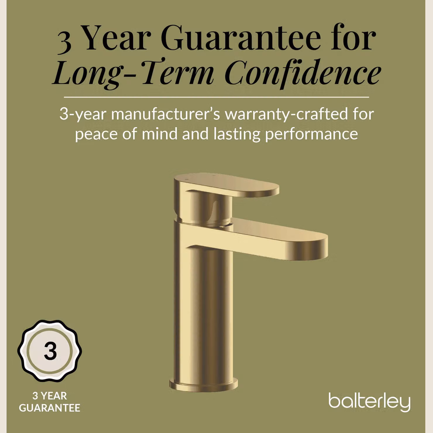 Balterley Current Round Mono Basin Mixer Tap with Push Button Waste in Brushed Brass Gold – 3