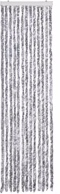 Berkfield Home White and Grey Striped Chenille Insect Curtain W: 56 cm, H: 185 cm