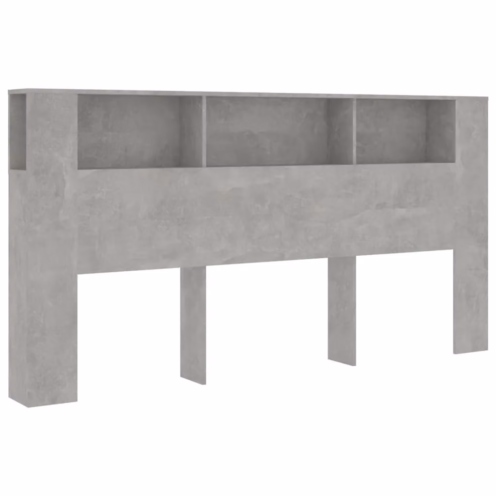 Berkfield Home Modern Headboard Cabinet in Concrete Grey, W: 200 cm, D: 18.5 cm, H: 104.5 cm – 2