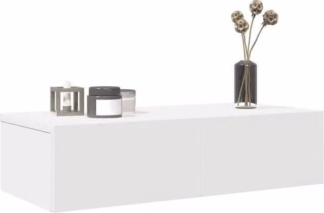 Berkfield Home Wall Mounted Shelf with Drawers in White, W/D/H: 60 x 26.5 x 15 cm