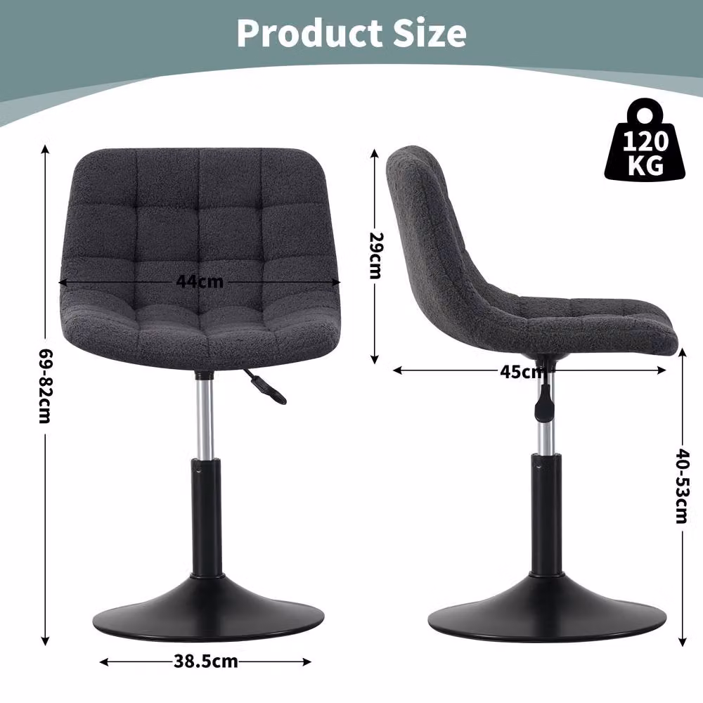 MCC Direct Drake Height Adjustable Dressing Table Chair in Grey Fabric – 6