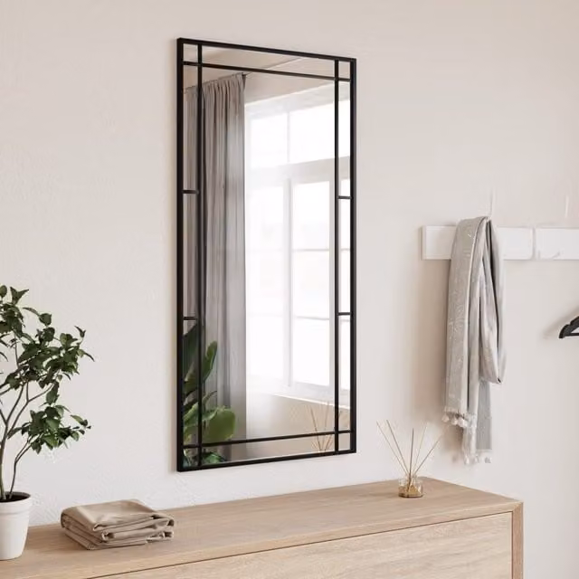 Berkfield Home Minimalist Rectangular Wall Mirror in Black, W: 50 cm, H: 100 cm