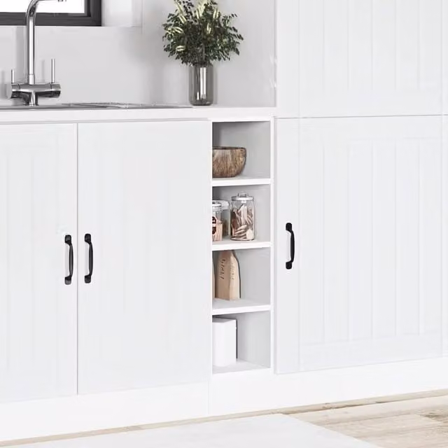 Berkfield Home White Kitchen Base Unit with Hinged Doors and Internal Shelves, W: 20 cm, D: 44.5 cm, H: 81.5 cm