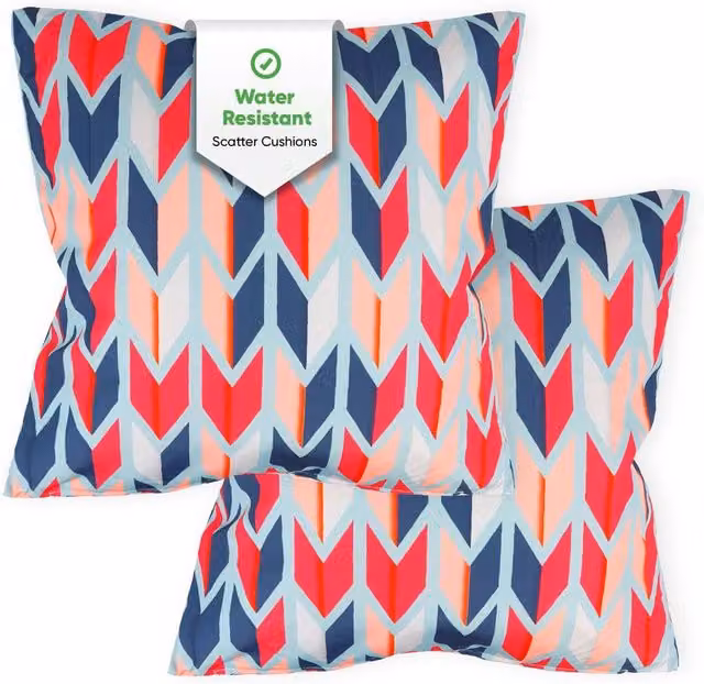 Gardenwize Pack of 2 Multicolour Arrow Design Outdoor Scatter Cushions, W/D/H: 45 x 45 x 45 cm