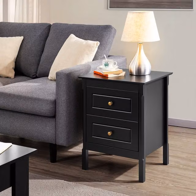 Yaheetech 2-Drawer Bedside Table in Black