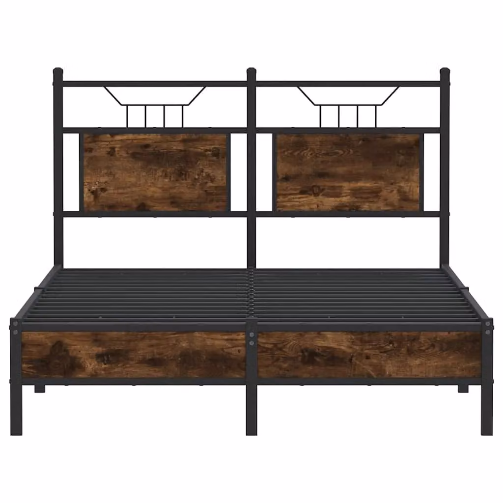 Berkfield Home Small Double Bed Frame in Smoked Oak and Brown Engineered Wood, W/D/H: 120 x 200 cm – 3