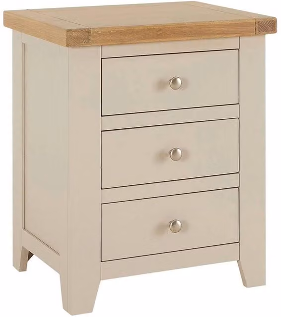 FORGEVIO 3 Drawer Bedside Table in Cheshire Dove Grey and Beige – 1