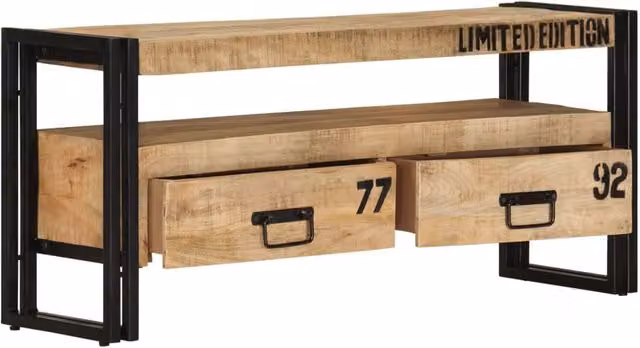 Berkfield Home Solid Mango Wood TV Cabinet in Brown, W/D/H: 100 x 30 x 45 cm