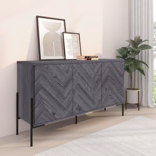 Dorel Home Leonique Modern Geometric Sideboard in Grey and Black, W/D/H: 130 x 38 x 75 cm – 2