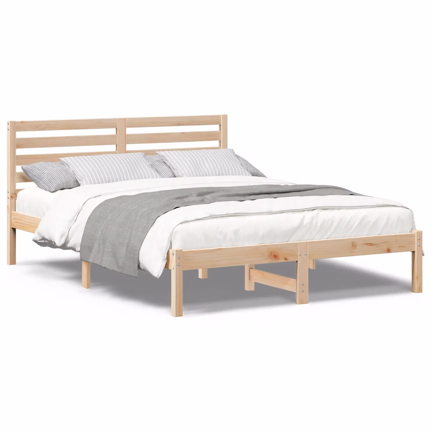 Berkfield Home Solid Pine Wood Bed Frame with Headboard, Brown, W: 120 cm, L: 200 cm – 2