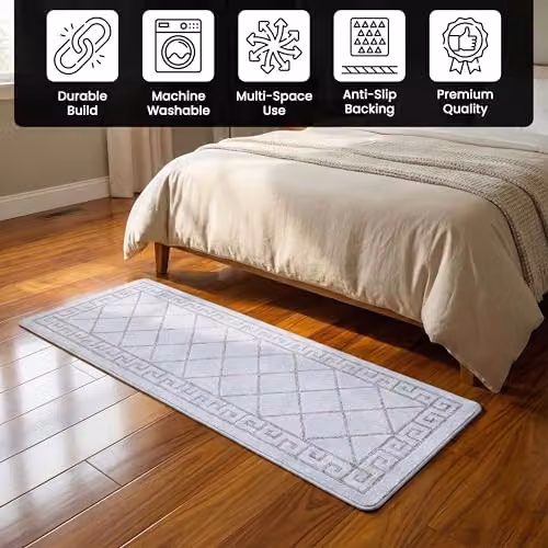 Smart Living Tribela Heavy Duty Non-Slip Hallway Runner Rug, Silver, W: 80 cm, L: 300 cm – 6