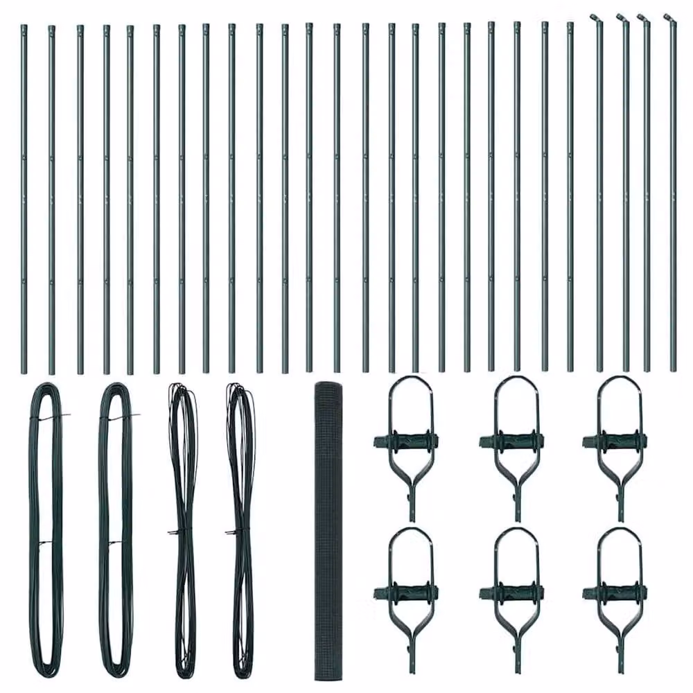 Berkfield Home Green Welded Steel Wire Fence with 13 Posts, 1.5 x 50 m – 2