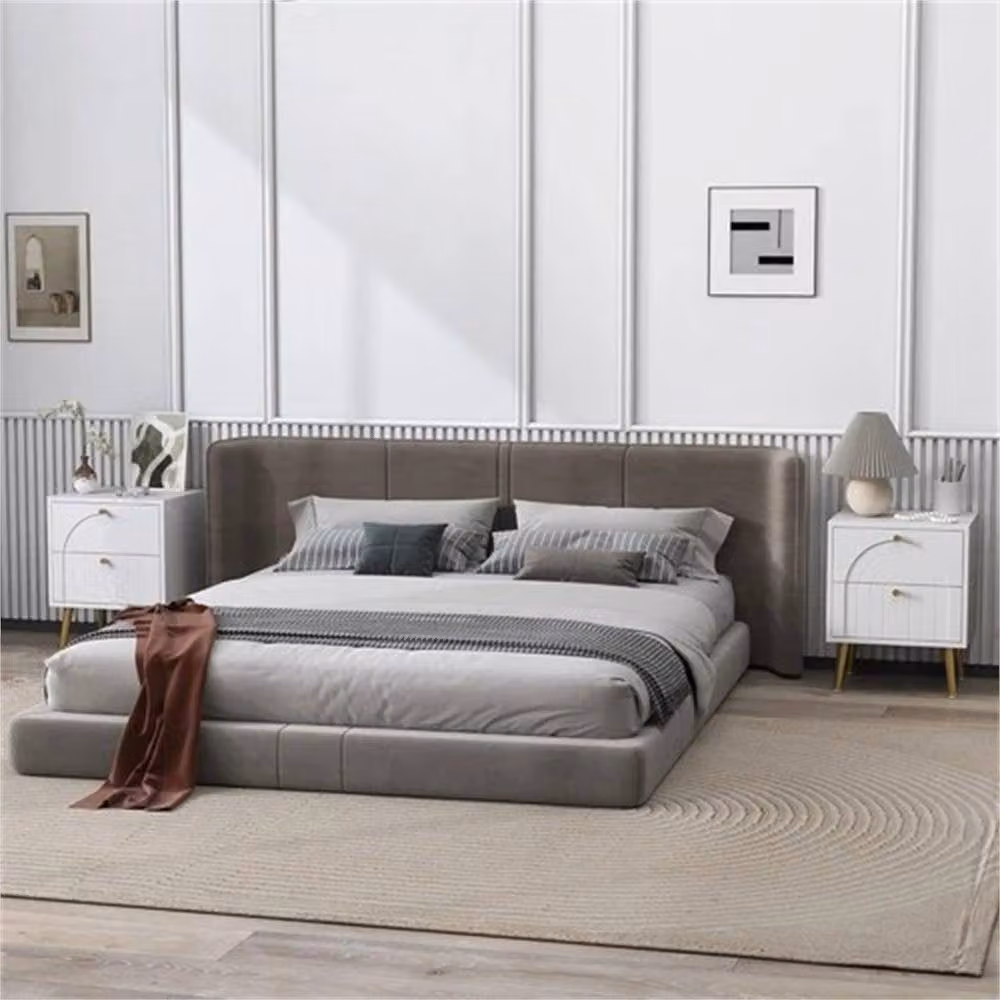 Nordara Pair of White and Gold Modern Geometric Bedside Cabinets with Drawers – 3