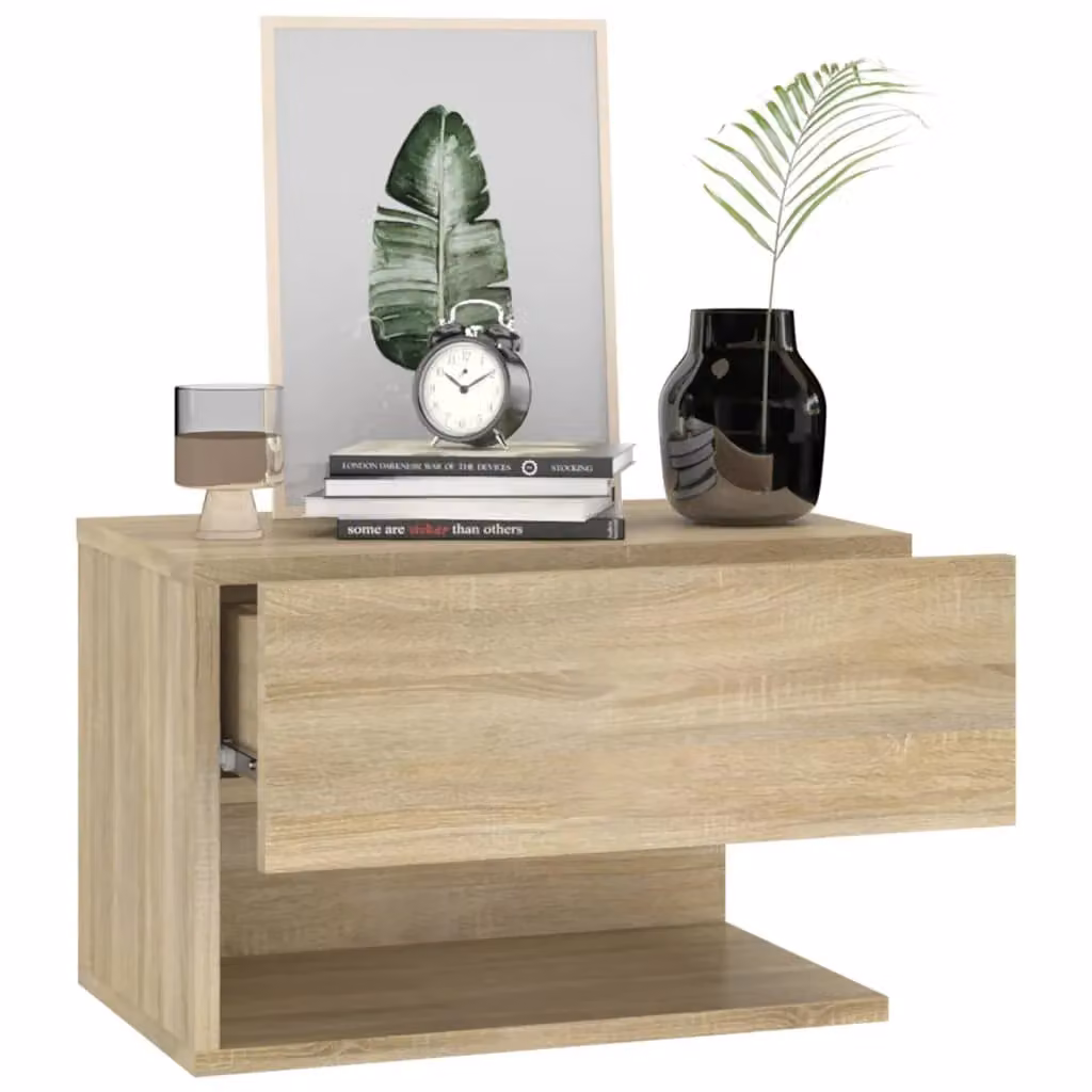 Berkfield Home Wall-mounted Bedside Cabinet in Sonoma Oak Brown – 3