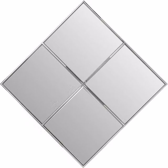 Orsina Diamond Frame Silver Geometric Wall Mirror with Stainless Steel Frame