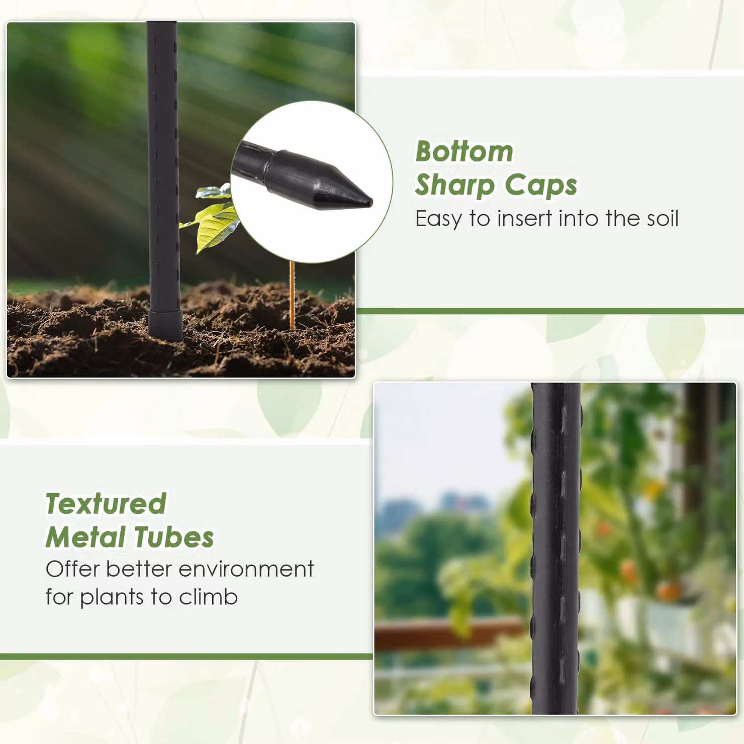 Costway 2-Pack Metal Obelisk Garden Trellis Supports in Black, Height: 197 cm – 4