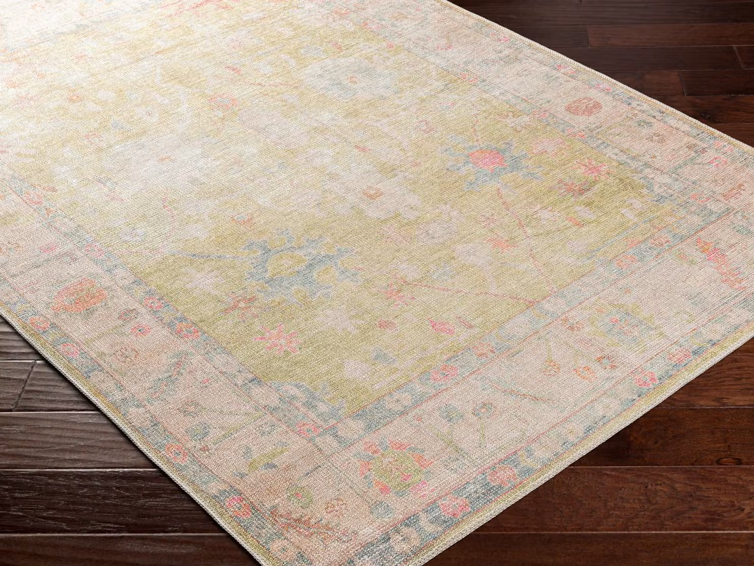 Livabliss Kemer Washable Vintage Boho Living and Dining Room Rug in Multicolour Green Pink and Blue, W: 200 cm, D: 275 cm – 2