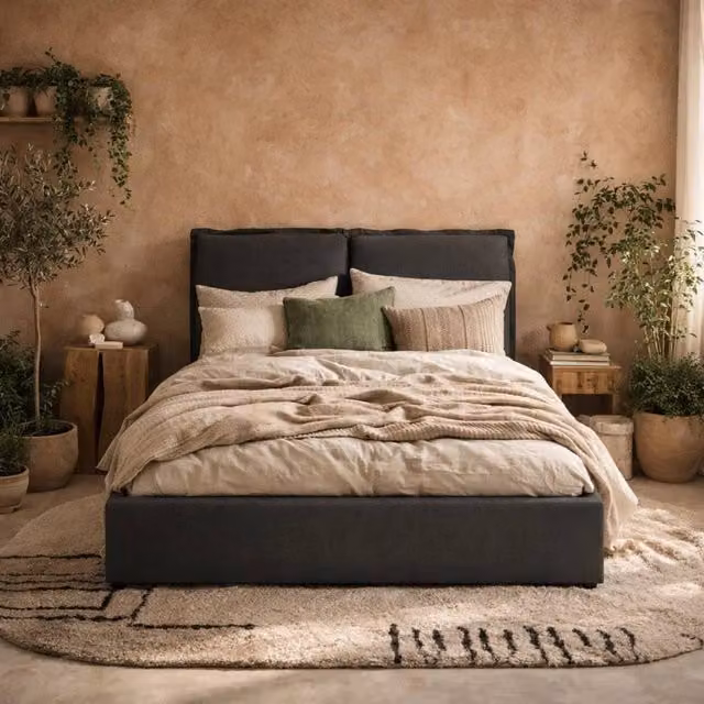 Wyld Haus Wexford Upholstered Linen King Size Bed Pillow Headboard in Dark Grey – 1