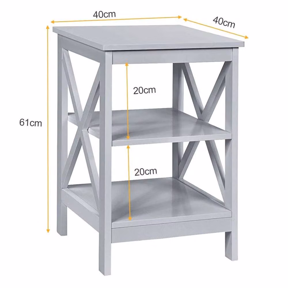 KORVIXA Modern 3-Tier Grey Side Table and Nightstand for Living Room or Bedroom – 2