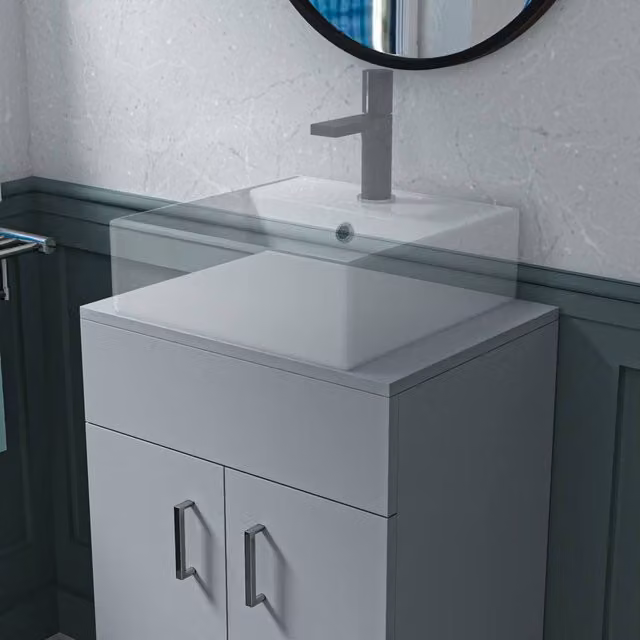 Nes Home Grey Moisture Resistant Vanity Cabinet Worktop W: 500 mm, H: 760 mm
