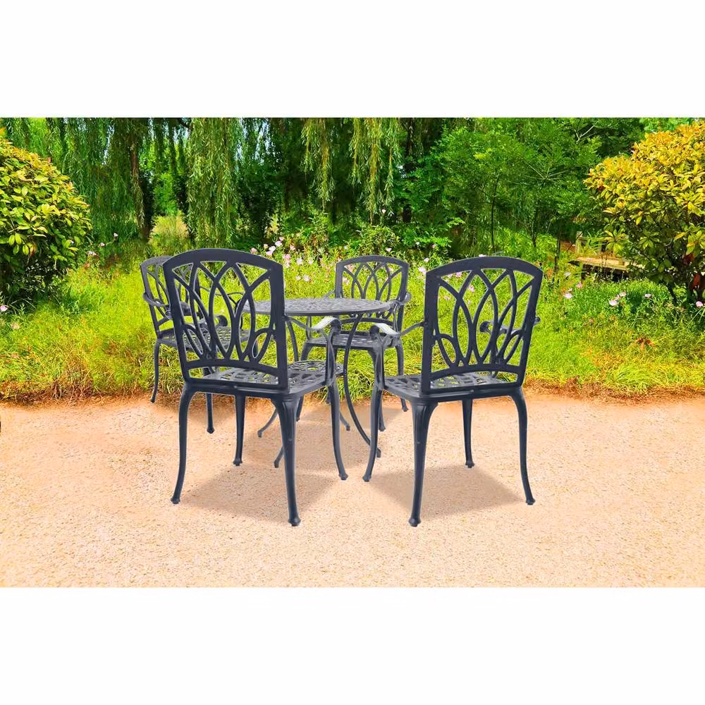 Centurion Supports Positano Grey Powder Coated Aluminium Garden and Patio Bistro Set with Round Table and 4 Chairs – 2